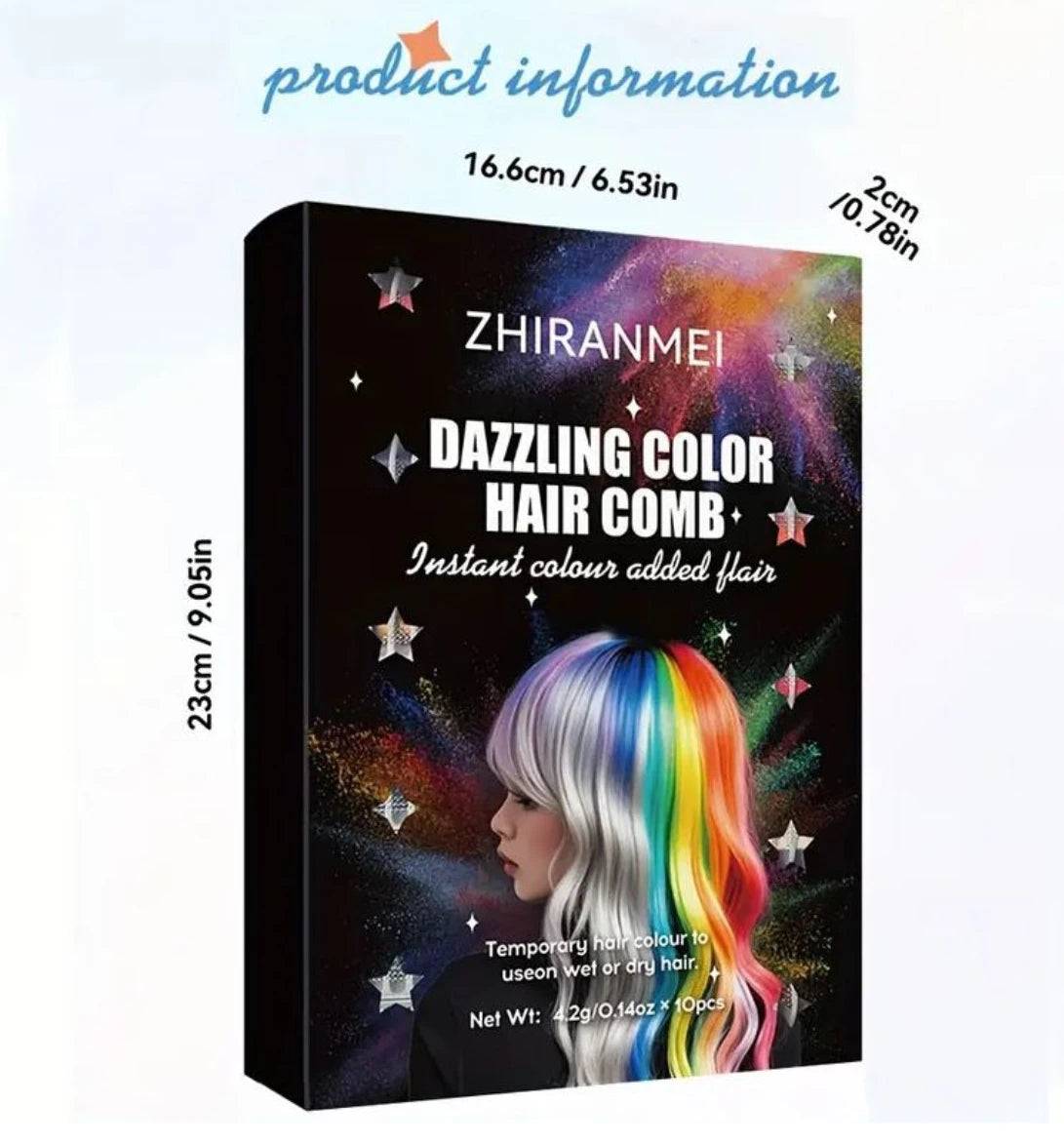 Lápiz de Cabello Temporal Lavable x10 Colores – Peine Tinte Portátil